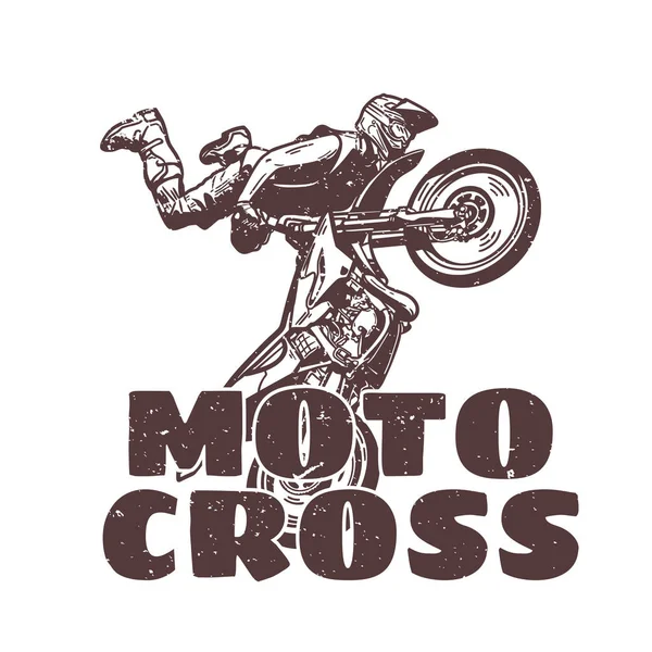 Shirt Design Motocross Com Motocross Piloto Fazendo Salto Atração Ilustração —  Vetores de Stock