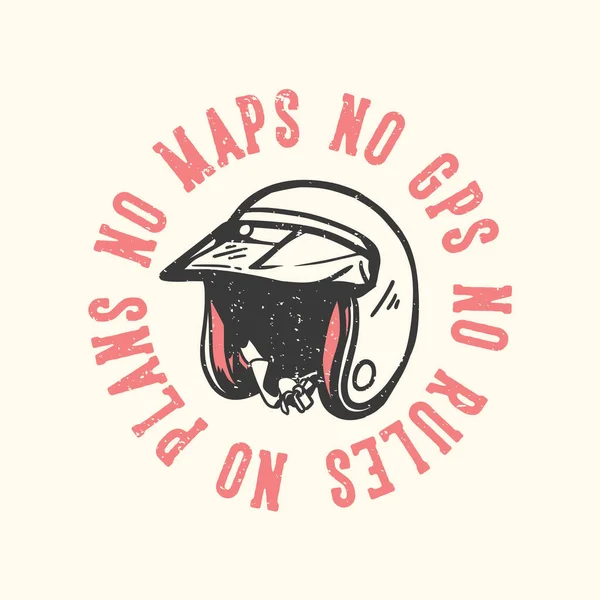 Tişört Tasarımı Sloganı Harita Yok Gps Yok Kural Yok Motosiklet — Stok Vektör