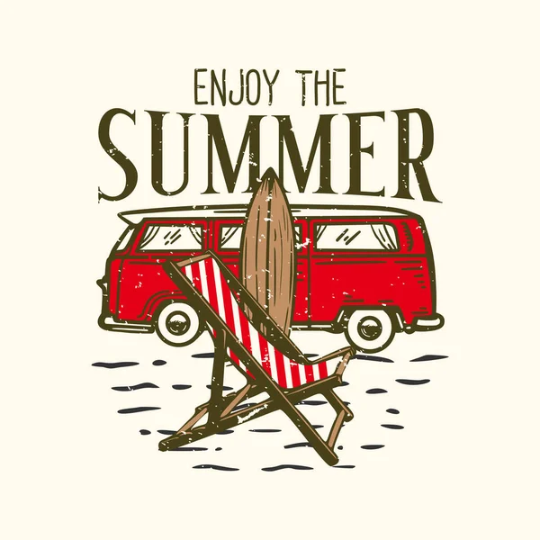 Shirt Design Slogan Typography Enjoy Summer Beach Elements Vintage Illustration — Stockový vektor