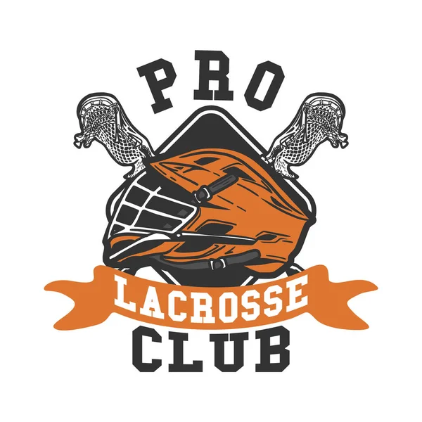 Logo Ontwerp Pro Lacrosse Club Met Lacrosse Roer Stok Vintage — Stockvector