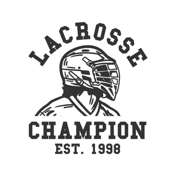 Logo Ontwerp Lacrosse Kampioen Est 1998 Met Zwart Wit Man — Stockvector