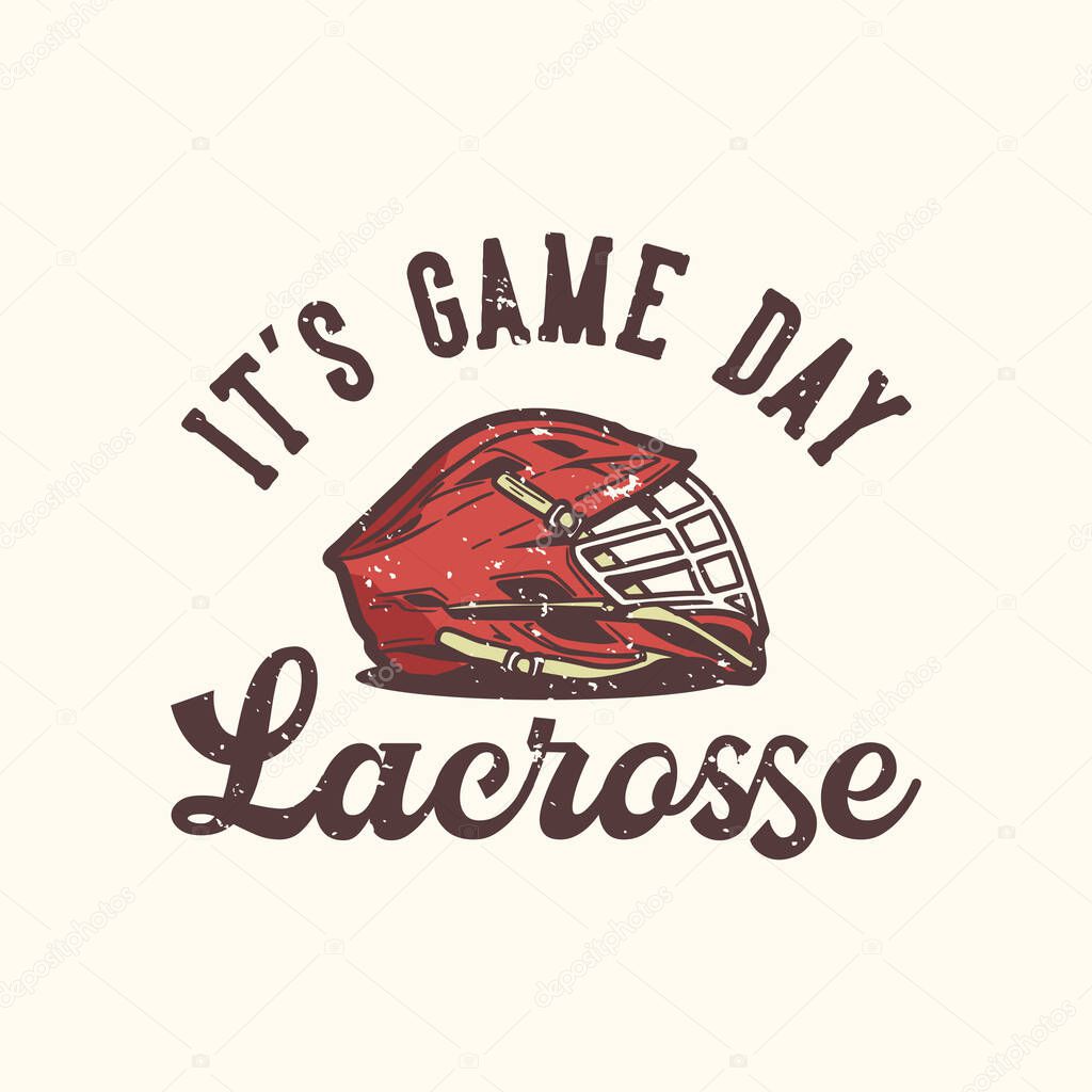 logo design it's game day lacrosse with lacrosse helmet vintage illustration