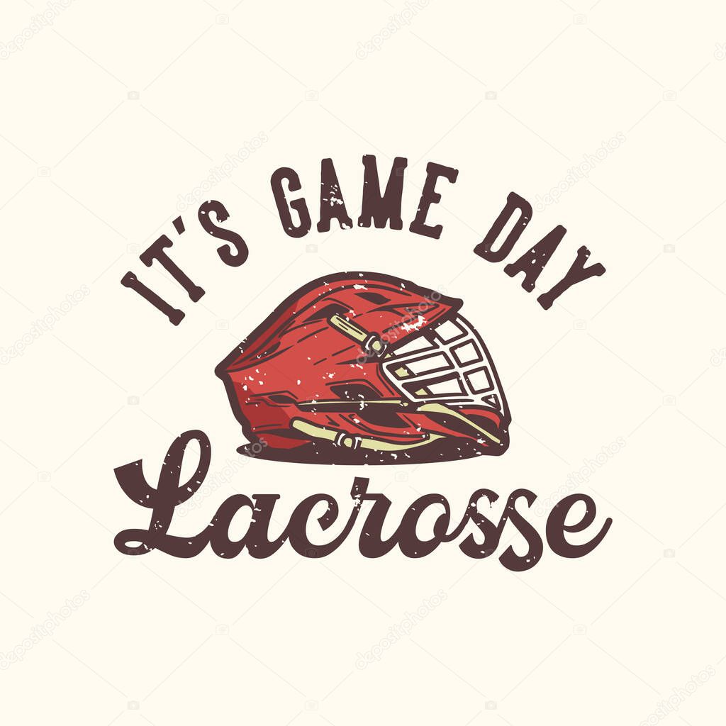 Logo design it's game day lacrosse with lacrosse helmet vintage illustration