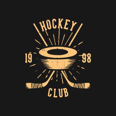 Hokey diski ve hokey sopası illüstrasyonuyla 1998 tişört tasarımı klubü