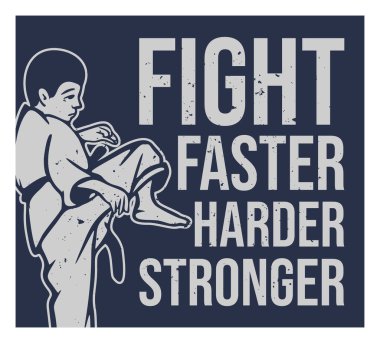poster tasarımı daha hızlı mücadele çocuk muay thai dövüş sanatları klasik illüstrasyon ile güçlü