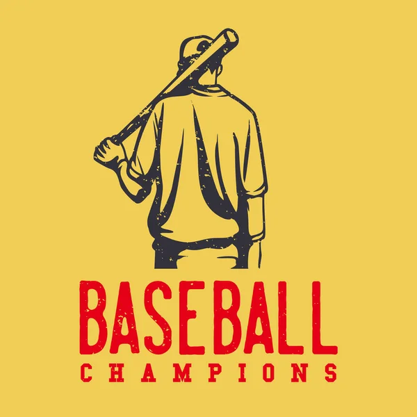 Logo Design Baseball Meister Mit Baseball Spieler Hält Baseball Wette — Stockvektor