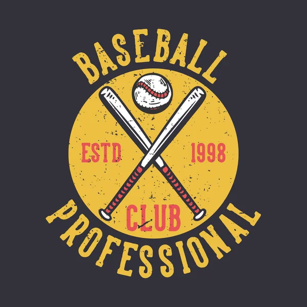 Logo Design Baseball Club Professional Estd 1998 Mit Baseball Und — Stockvektor