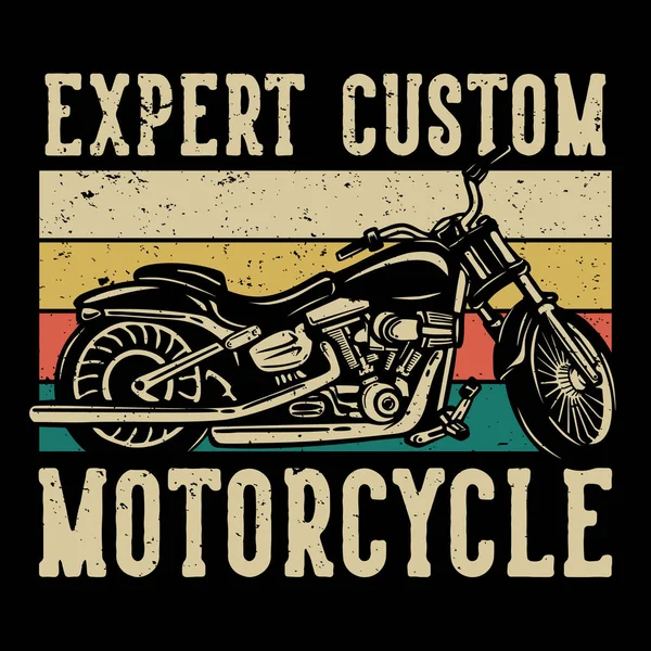 Tシャツデザインの専門家オートバイのヴィンテージイラストとカスタムバイク — ストックベクタ