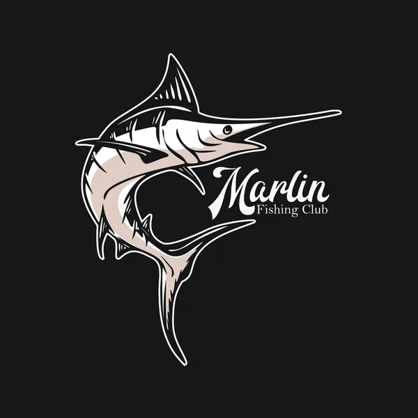 Logotipo Design Marlin Clube Pesca Com Marlin Peixe Ilustração Vintage — Vetor de Stock