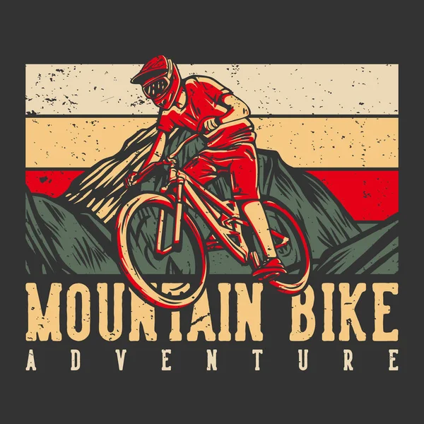 Póló Design Mountain Bike Kaland Mountain Biker Vintage Illusztráció — Stock Vector