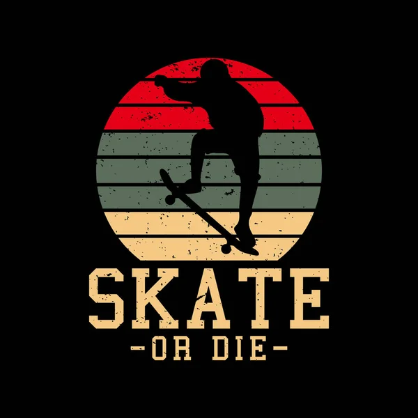 Logo Design Skridsko Eller Med Siluett Åkare Spela Skateboard Platt — Stock vektor