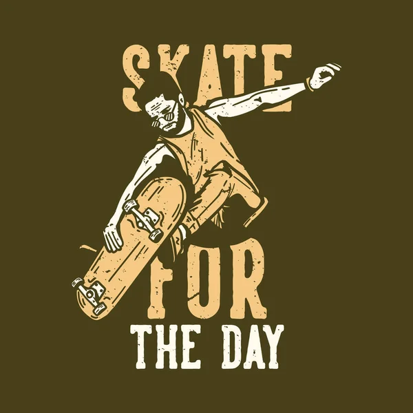 スケートボードのヴィンテージイラストを再生スケートボードとの日のためのTシャツデザインスローガンタイポグラフィスケート — ストックベクタ