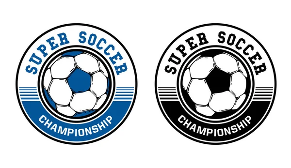Design Logotipo Campeonato Futebol Super Com Futebol Ilustração Vintage —  Vetores de Stock