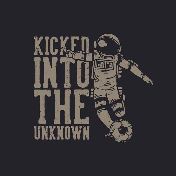 Shirt Design Lancé Dans Inconnu Avec Astronaute Jouer Football Illustration — Image vectorielle