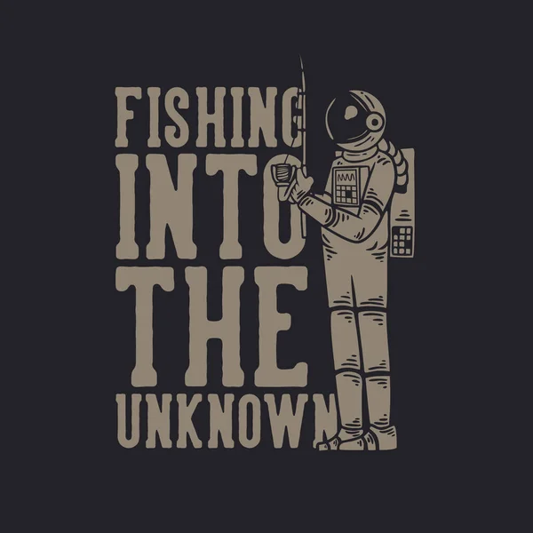 宇宙飛行士との未知の世界への釣りヴィンテージイラストと宇宙飛行士との釣りヴィンテージイラスト — ストックベクタ