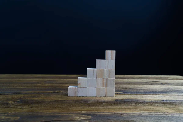 Escalera Paso Maqueta Cubo Madera Para Crear Símbolo Logotipo Placa —  Fotos de Stock