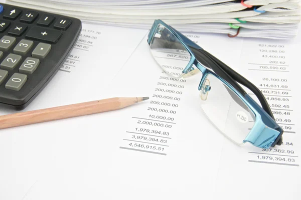 Stack of account on balance sheet — Stock Photo, Image