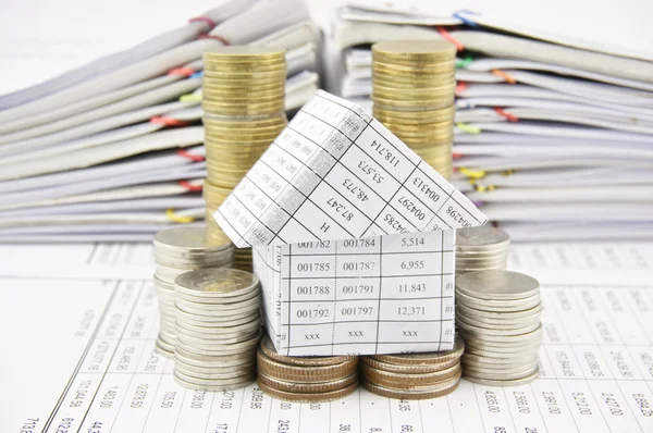 House on pile gold and silver coins — Stock Photo, Image