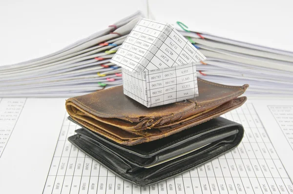 House on pile brown and black purse — Stock Photo, Image