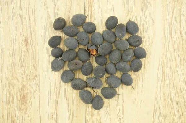 Dialium cochinchinensis yer olarak kalp — Stok fotoğraf