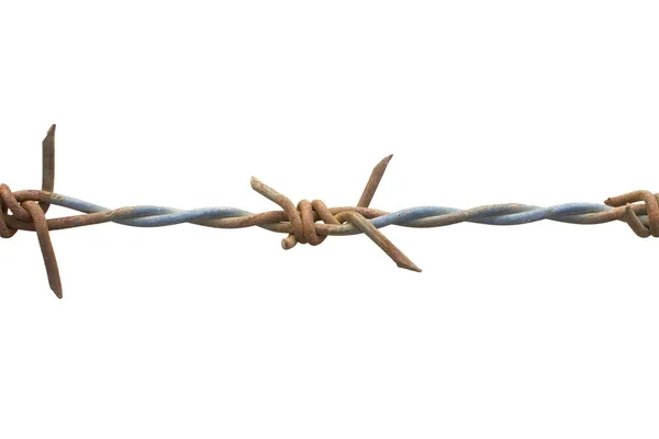 Old and rusty barbed wire isolated