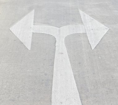 Turn left and right traffic sign painted