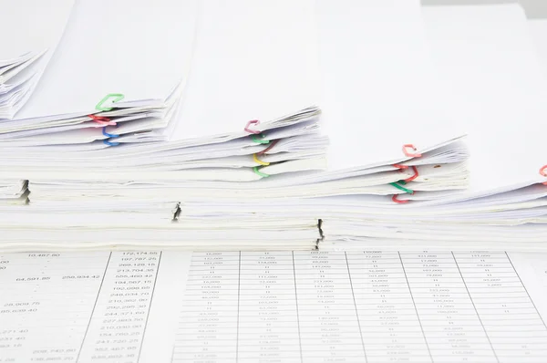 Step pile of paperwork and paper of report — Stock Photo, Image