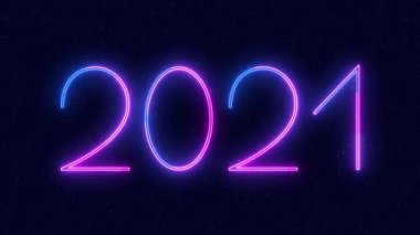  Mutlu yıllar 2021. Parlak neon ışığı