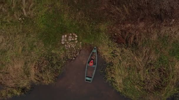 Vista dall'alto della femmina adulta che osserva la natura in autunno — Video Stock