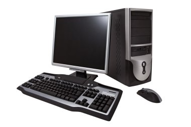 Desktop computer with clipping path clipart