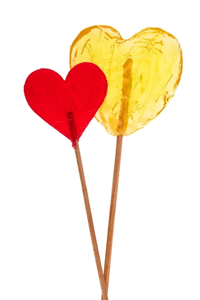 Two lollipop in heart shape — Stock Photo, Image