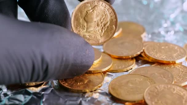 Старинные Швейцарские Франковые Монеты — стоковое видео