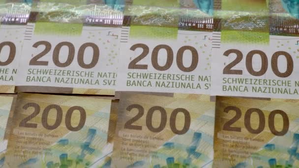 Billetes 200 Francos Suizos — Vídeo de stock