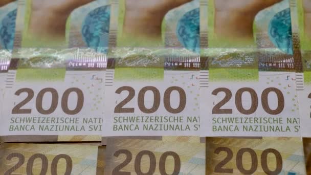 Billetes 200 Francos Suizos — Vídeo de stock