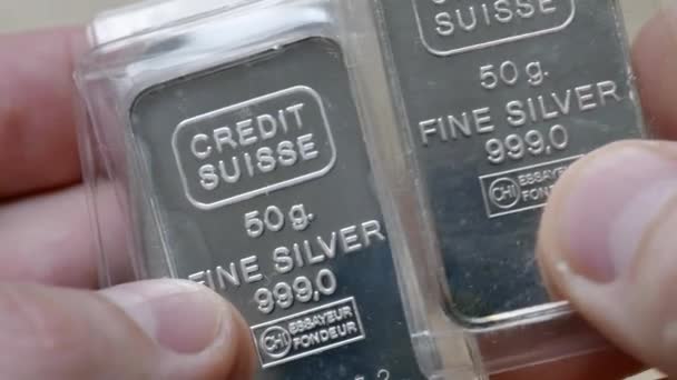 Credit Suisse Gram Fine Silver Bars — Stock Video