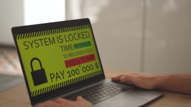 Sistema Está Bloqueado Advertencia Pantalla Del Ordenador Portátil — Vídeo de stock