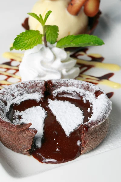 Chocolate fondant lava cake — Stock Photo, Image