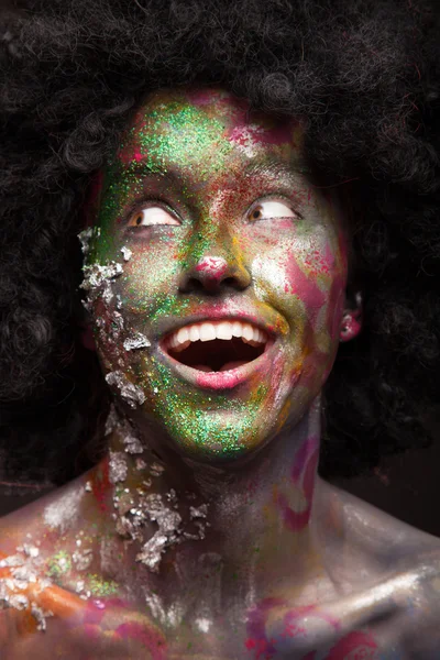 Fantasía chica pintada con arte facial y arte corporal — Foto de Stock