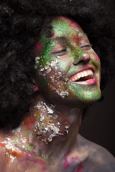 Fantasía chica pintada con arte facial y arte corporal — Foto de Stock