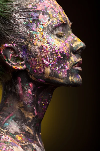 Woman with creative face art — Stock Photo, Image