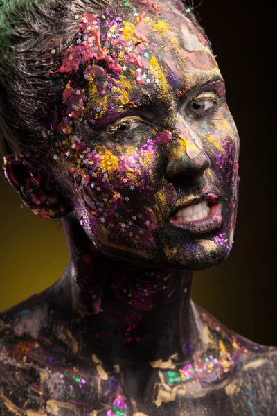 Woman with creative face art — Stock Photo, Image