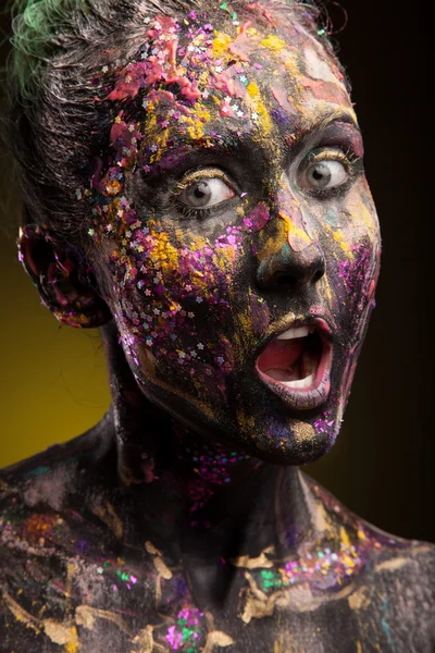 Woman with creative face art — Stock Photo, Image