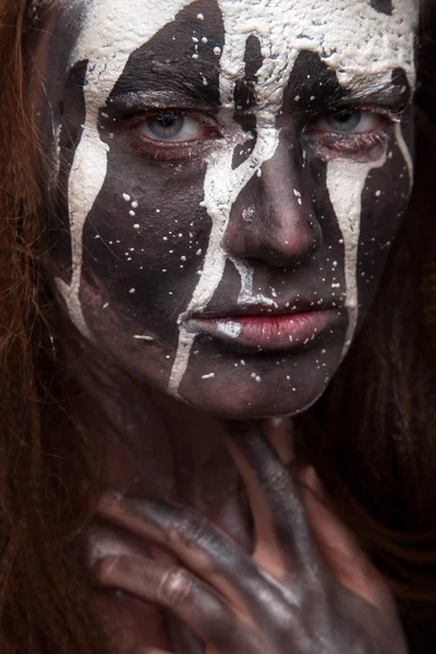 Woman portrait with face art — Stock Photo, Image