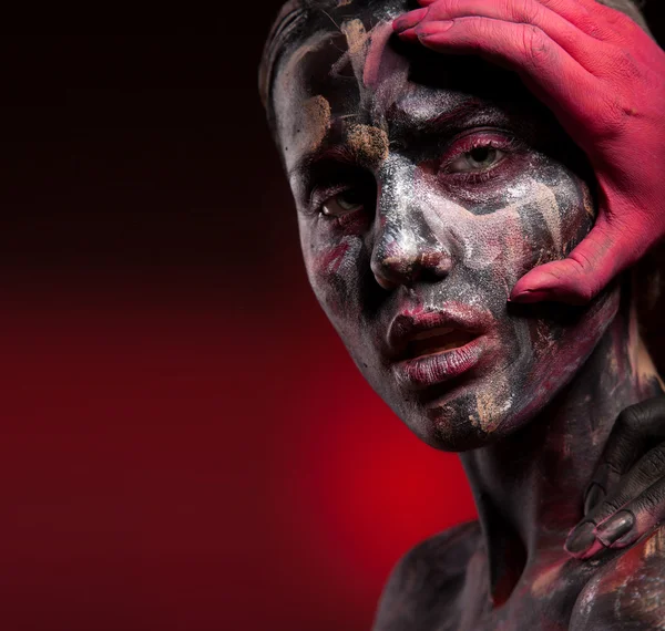 Nő arcát művészet és a body art — Stock Fotó