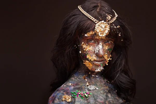 Kadın renk yüz sanat — Stok fotoğraf