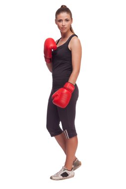 Beautiful Woman with boxing gloves clipart