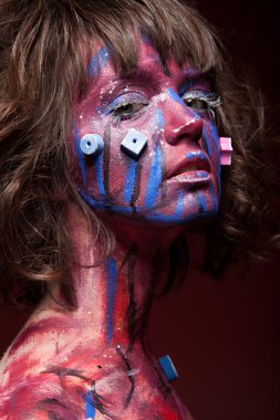 Parlak moda sanat ile kız makyaj