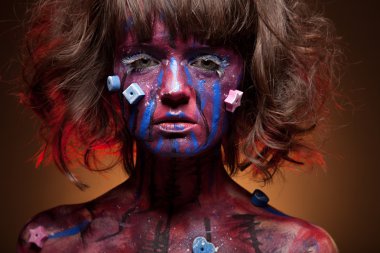 Parlak moda sanat ile kız makyaj