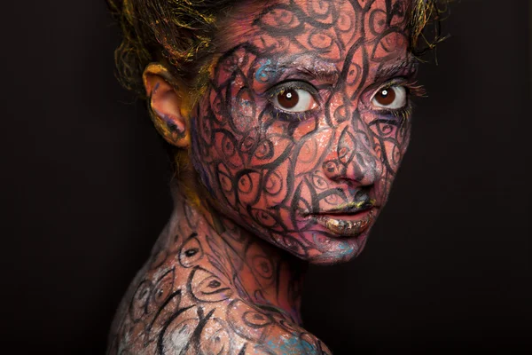 Woman with creative face-art — Stock Photo, Image