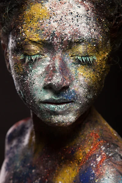 Woman with unusual paint make-up — Stock Photo, Image